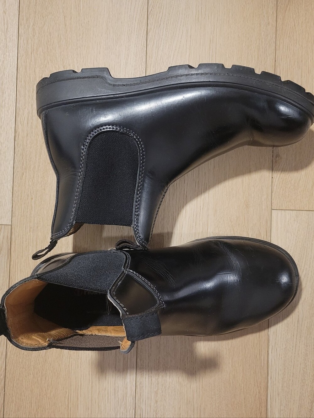 Prospector Men Boots /Black Leather Slip-On Dress Shoes for Men